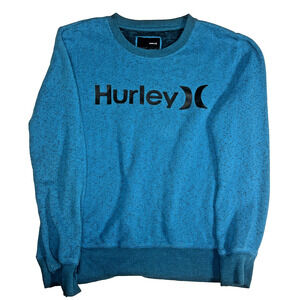 Hurley Mens Crewneck Sweater Blue Marled Knit Casual Size L